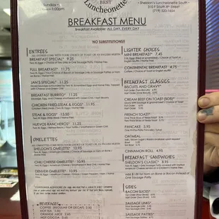 Breakfast menu all day