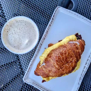 Breakfast Croissant and Cappuccino