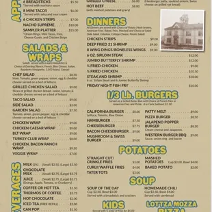Back of menu
