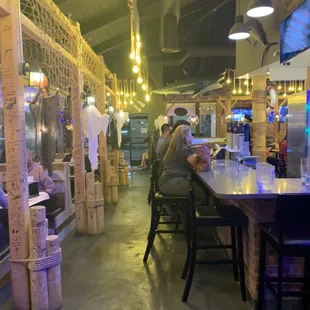 Bar area with Halloween decorations.