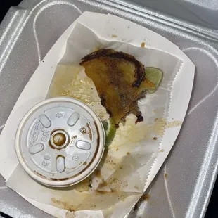 food in a styrofoam container