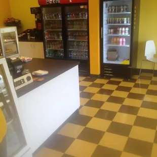 a checkered floor in a store