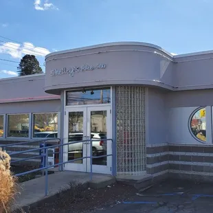 the front of the building