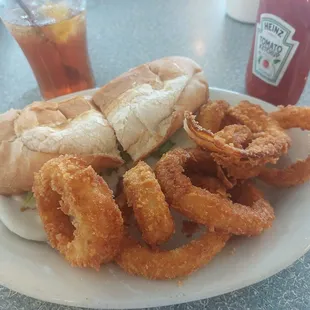 Italian hoagie with a side of onion rings great food  This is the PITT STOP, previously Shellies Pike Inn