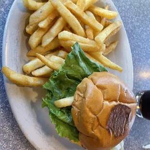 a burger and fries