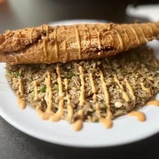 Red Snapper with Jerk Thai Fried Rice