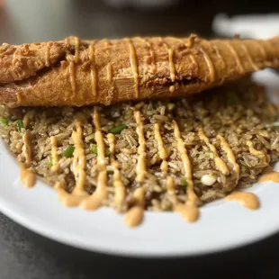 Red Snapper with Jerk Thai Fried Rice