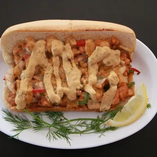 Salmon Cheese Steak with green and red peppers with provolone cheese