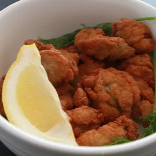 Fried Oysters with cocktail sauce