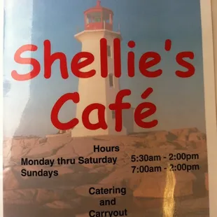 a picture of a sign for shellie&apos;s cafe
