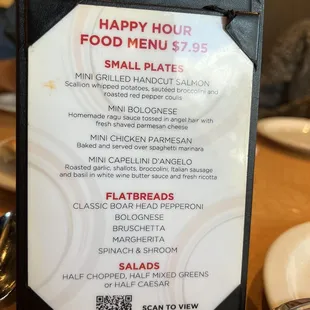 Happy hour menu