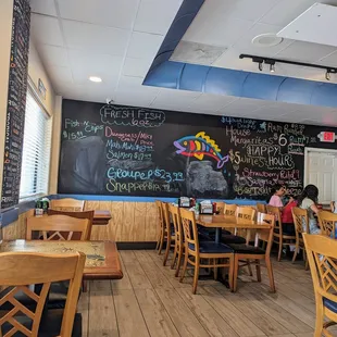 Inside seating + menu