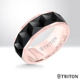Triton:  Mens band in rose gold and black rhodium