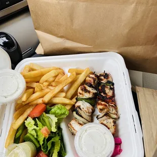 Chicken Kabob Platter Lunch