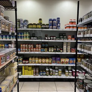 shelves of food in a grocery store