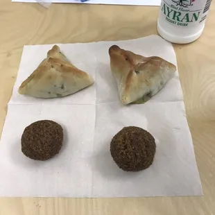 Spinach pies and falafel from the grocery.