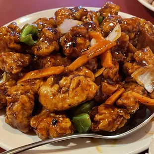 General tso's, comes with steam white rice.