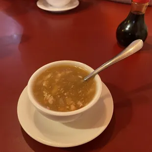 Egg flower soup with added soy sauce. So good and flavorful!