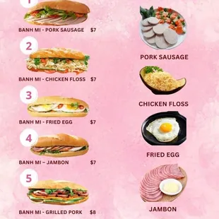 Banh Mi Menu