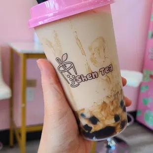 Roasted milk tea with brown sugar boba