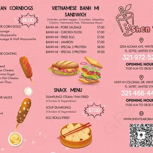 Shen tea menu
