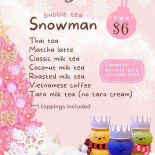 Snowman bubble tea @shenteaboba.com