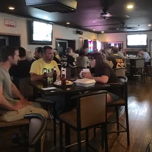 people eating and drinking