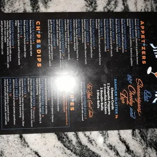 a menu for a restaurant