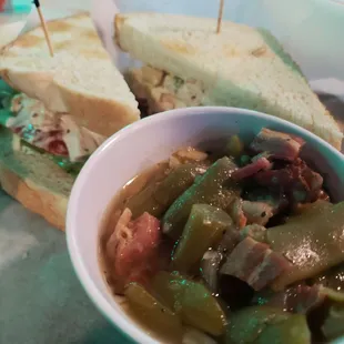 Chicken salad and great green beans
