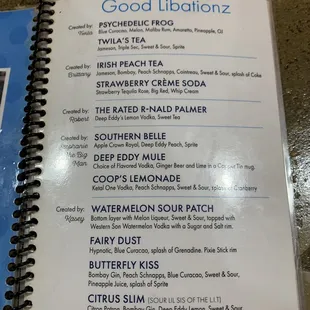 Drink Menu - August 2019