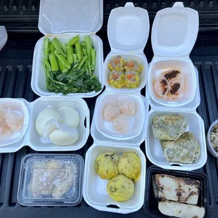 a variety of food in plastic containers