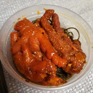 Chicken feet...also very good