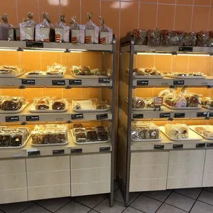a display of baked goods