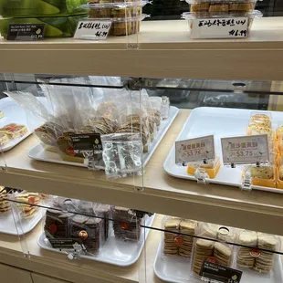 a display of various types of food