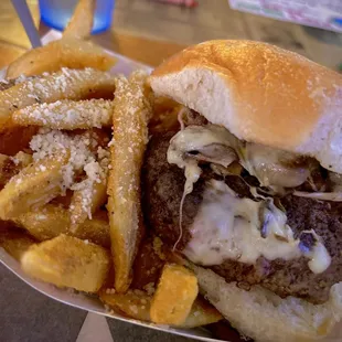 Mushroom Swiss burger