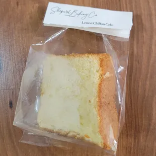 Slice of lemon chiffon cake