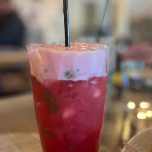 Raspberry Mint Non-alcoholic Beverage: Not sweet at all, super refreshing