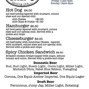 menu