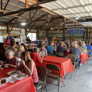 Enjoying the chicken feed on the 4th of July