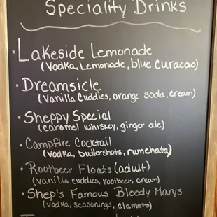 Shep's specialty drinks