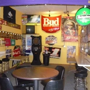the inside of a bar