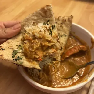 Butter chicken  Plain Naan Basmati Plain Rice