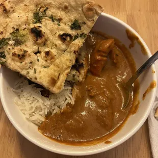 Butter chicken Plain Naan Basmati Plain Rice