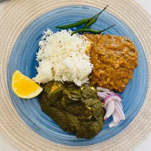 Baingan Bharta and Palak Paneer / Aloo