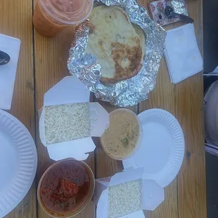 Chicken Tikka Masala Chicken Vindaloo Garlic naan