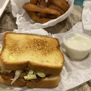 a sandwich and fries