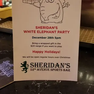 a christmas party sign