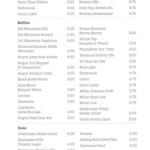 This beer list speaks for itself!  Ninkasi IPA! Plus my faves DBL Mountain IRA AND Rogue Hazelnut! But I am hooked on their Zin.
