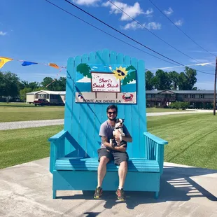 Big chair outside Sheri&apos;s snack shack!
