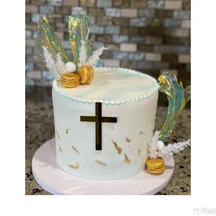 a cross on a cake